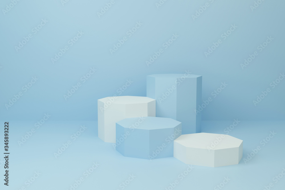 Poster abstract blue on pastel background texture with geometric shape. 3d render design for display produc
