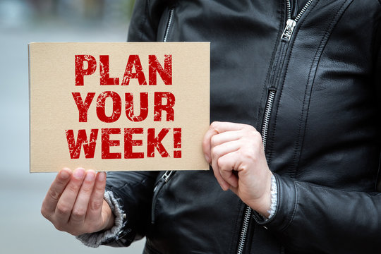 Plan Your Week. Text on the broadsheet - Powered by Adobe