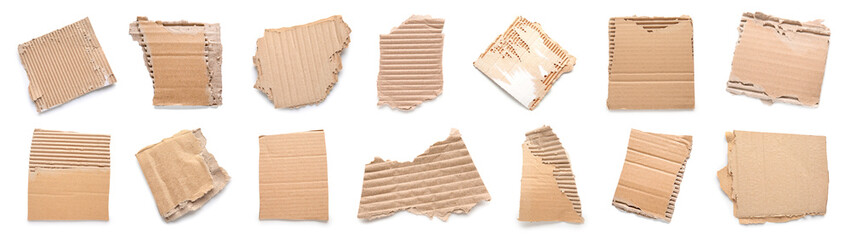 Many pieces of cardboard on white background
