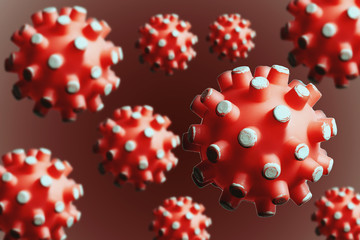 COVID-19 coronavirus virions in macro blood. Infection of the pneumonia epidemic