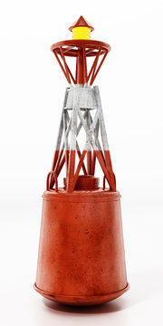 Sea buoy isolated on white background. 3D illustration