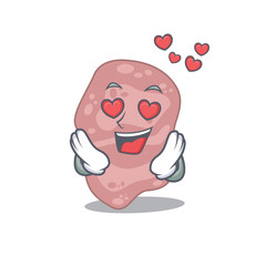 Cute verrucomicrobia cartoon character has a falling in love face