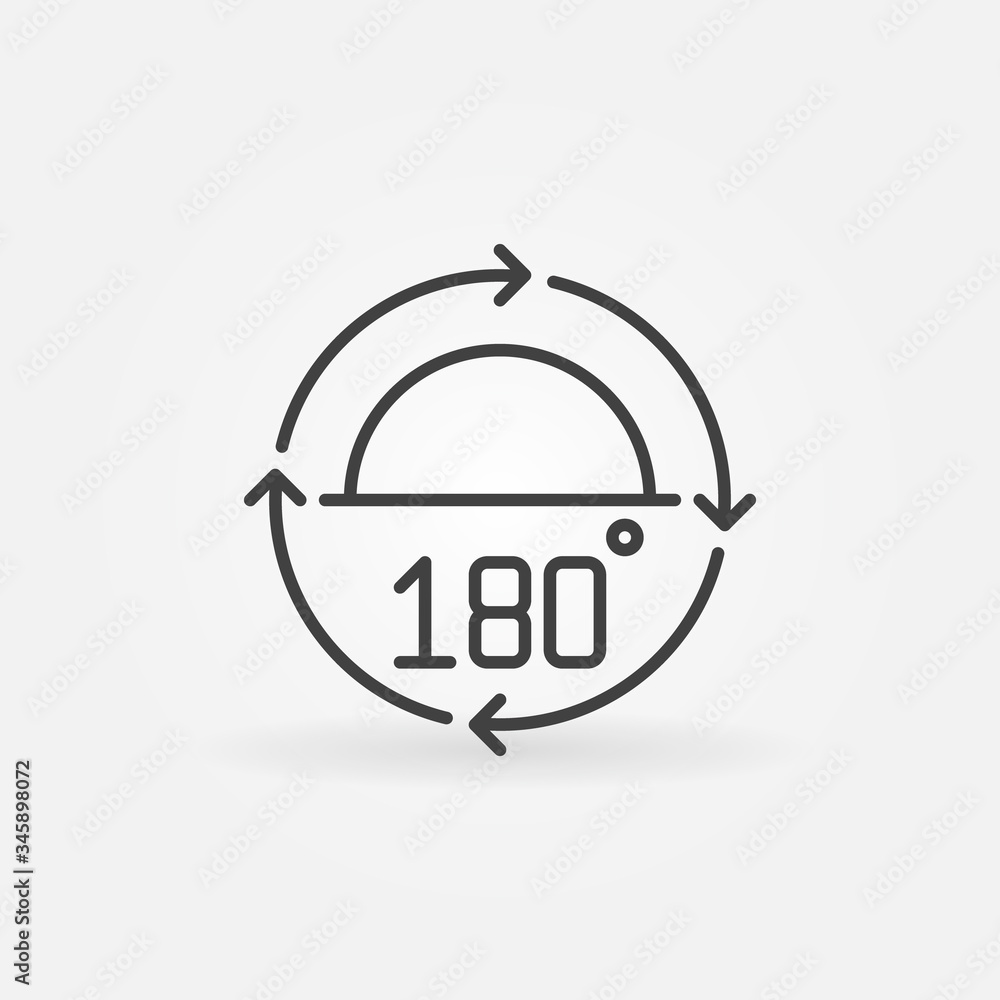 Poster 180 degrees angle vector concept icon or design element in thin line style