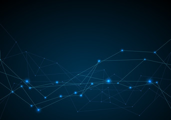 network connecting lines and dots in a blue background