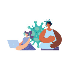 woman disabling workplace by coronavirus