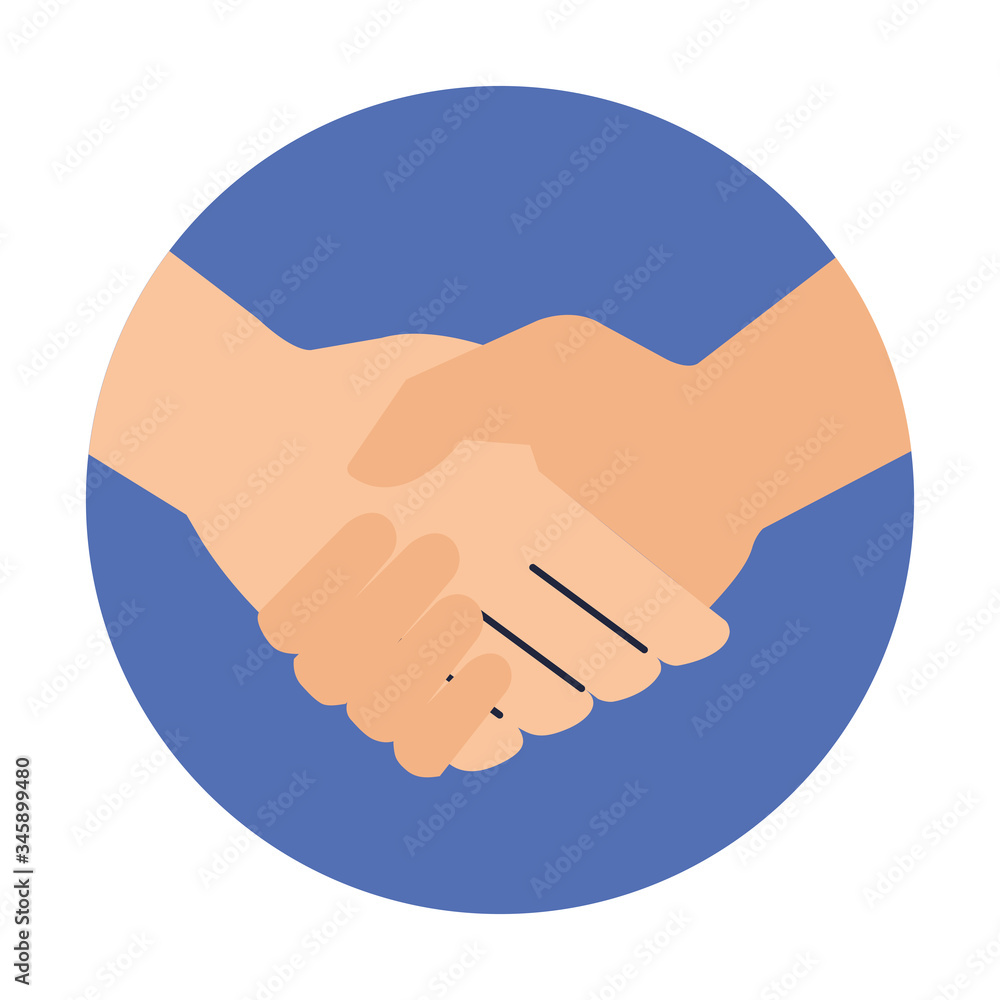 Sticker handshake done deal isolated icon vector illustration design