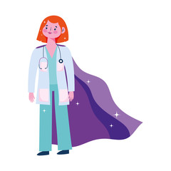thanks doctor, female physician character with superhero cape