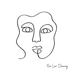 Fashion One line drawing women face