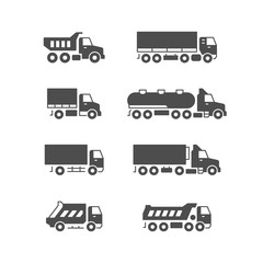 Set glyph icons of trucks