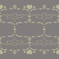 Seamless pattern with little hearts. Color grey and light green . Vector.
