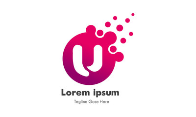 Dots Letter U Logo. U Letter Design Vector with Dots.Dots Letter Symbol Vector Illustration