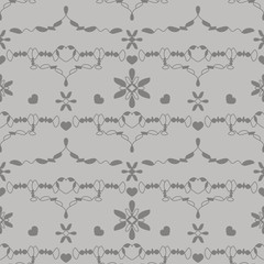 Seamless pattern with little hearts. Color grey and light grey . Vector.