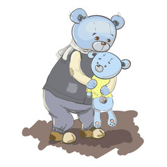 Cute bears on a white background. Bear family.