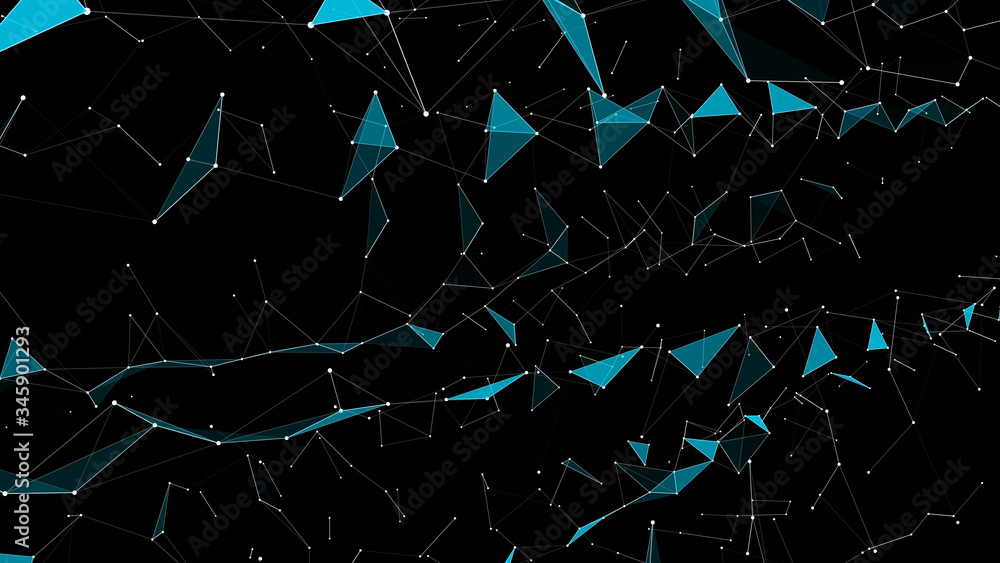 Poster network of bright lines, dots and triangles. digital plexus or connection. abstract digital backgrou