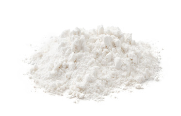 Fototapeta na wymiar Pile of wheat flour isolated on white background