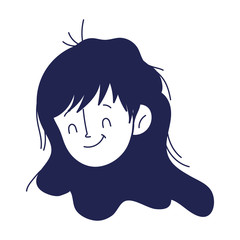 cute young woman face cartoon isolated icon on white background