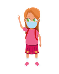 little girl using face mask for covid19