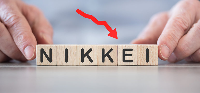 Concept of economic crash with nikkei drop