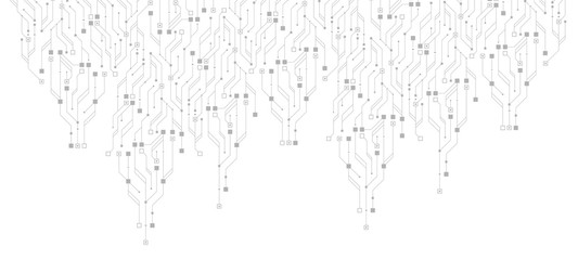 Technology circuit board texture background. Abstract circuit board banner wallpaper. Digital data industry. Engineering electronic motherboard. Wave flow , vector illustration.