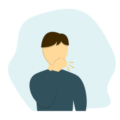 Man avatar coughs vector illustration in flat design