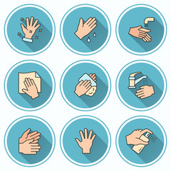 Washing hands icons for graphic and web design.