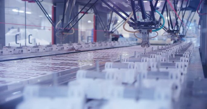 Automated Machine in factory packaging chocolate