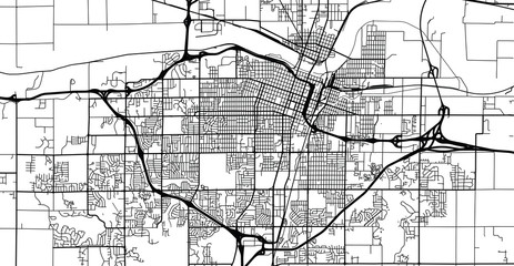 Urban vector city map of Topeka, USA. Kansas state capital