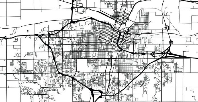 Urban Vector City Map Of Topeka, USA. Kansas State Capital