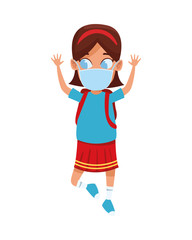 Fototapeta premium little girl using face mask for covid19