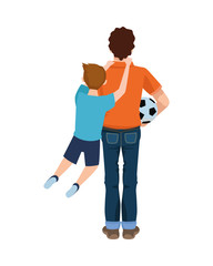 dear father with soccer balloon and son