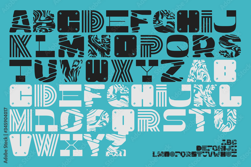 Poster vector creative font set with different styles letters.