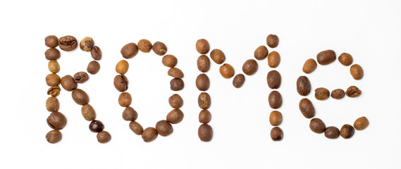 Rome written with coffee beans