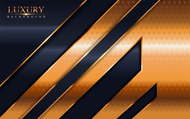 Luxury dark navy and gold textured overlap layer background design.