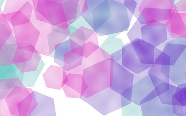 Multicolored translucent hexagons on white background. Red tones. 3D illustration