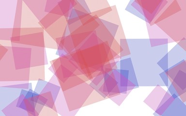 Multicolored translucent squares on white background. Red tones. 3D illustration