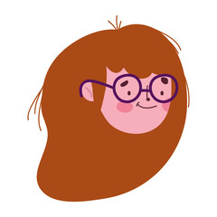 cute young woman face cartoon isolated icon on white background