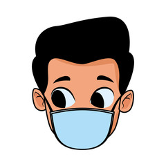 Fototapeta premium head little boy using face mask for covid19