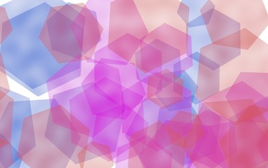 Fototapeta premium Multicolored translucent hexagons on white background. Red tones. 3D illustration