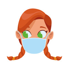 head girl using face mask for covid19