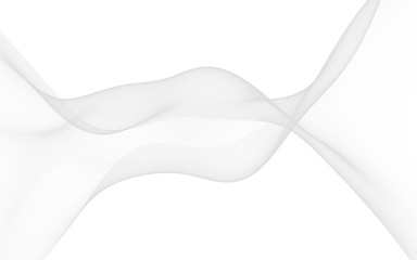 White abstract background. Fluttering white scarf. Waving on wind white fabric. 3D illustration