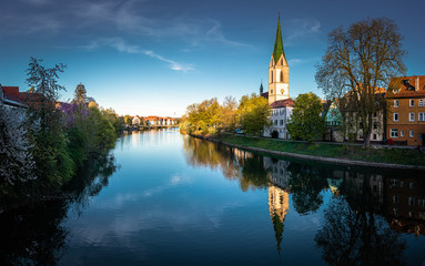 Beautiful church tower, Rottenburg am Neckar, Germany - obrazy, fototapety, plakaty