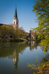 Fototapeta na wymiar Beautiful church tower, Rottenburg am Neckar, Germany