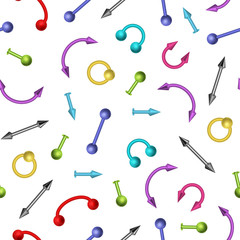 Realistic 3d Detailed Shiny Metal Piercing Jewelry Seamless Pattern Background. Vector