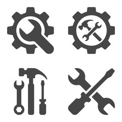 Tool icon set in flat style isolated on white background.