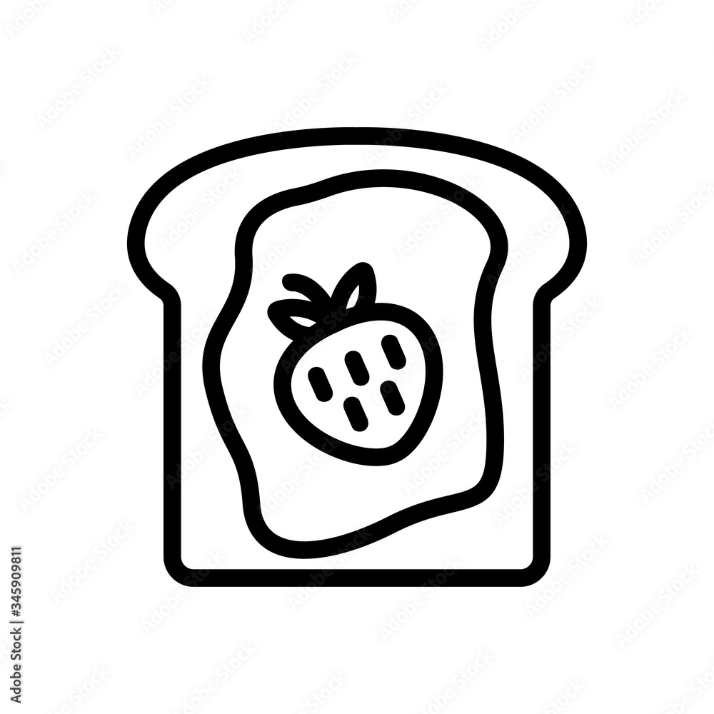 Poster toast with strawberry jam icon vector. toast with strawberry jam sign. isolated contour symbol illus