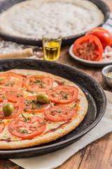 making homemade neapolitan pizza top view