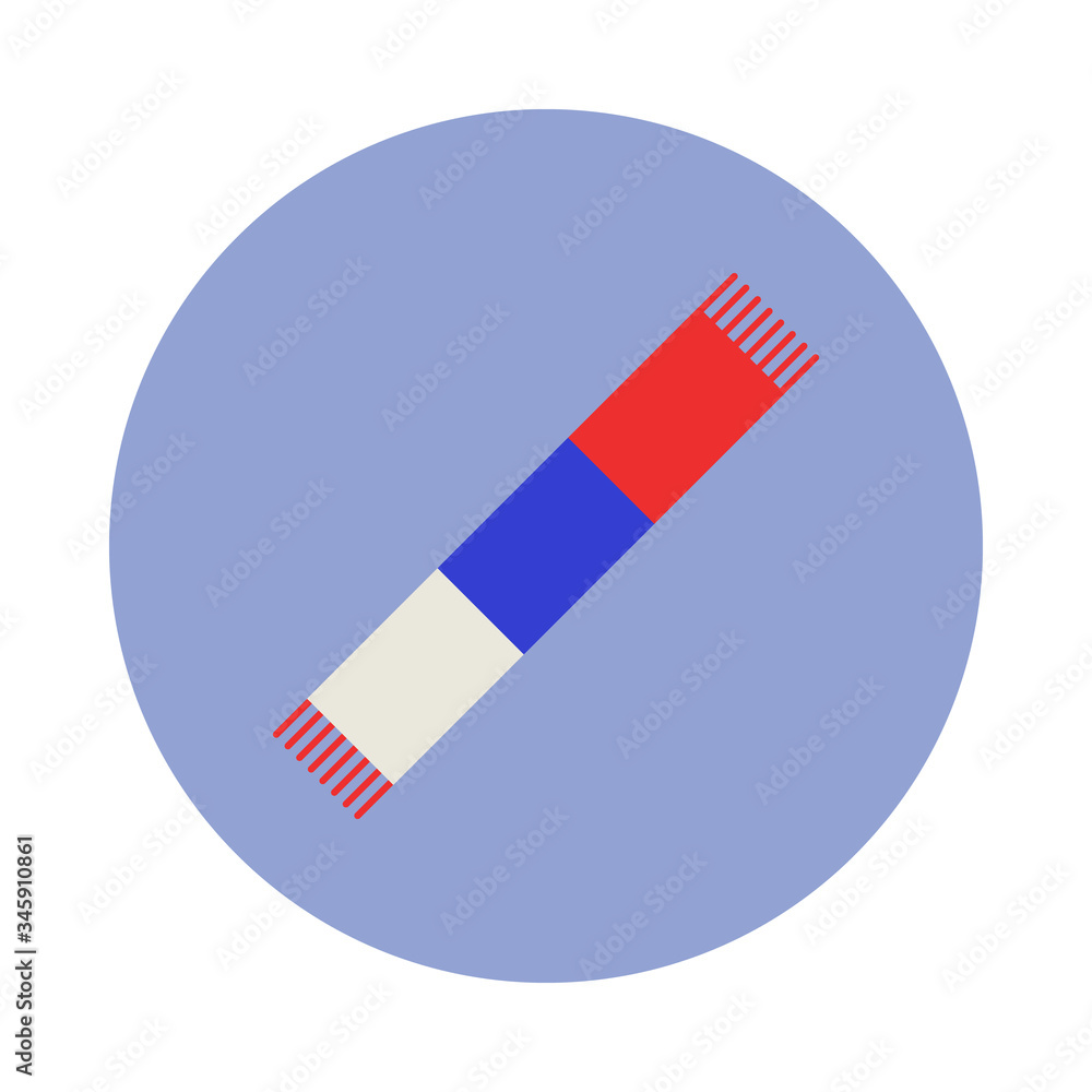 Poster fan scarf long shadow icon. simple color vector of russian fan atributs icons for ui and ux, website