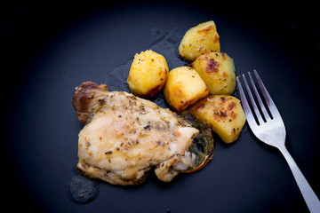 Oven baked greek lemon chicken and potatoes