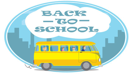 back to school  in yellow bus