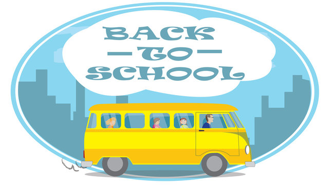 back to school  in yellow bus
